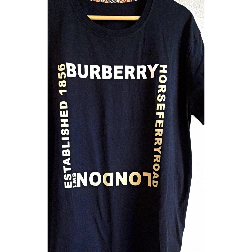 Burberry Logo Graphic Crew Neck Short Sleeve Jersey T-Shirt Black Mens M